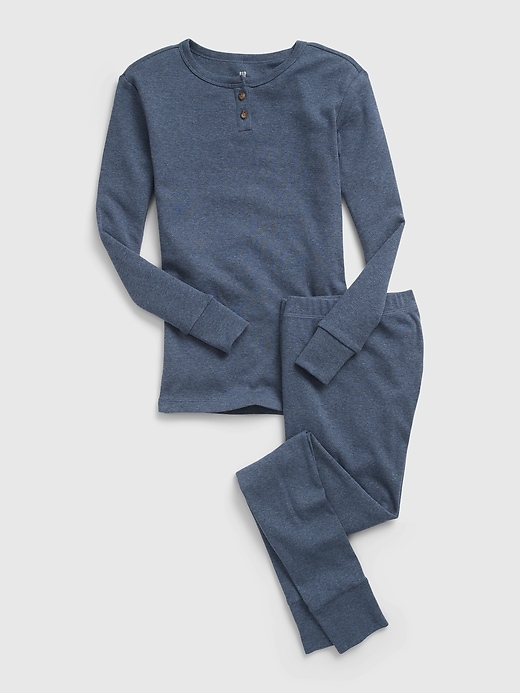 kinder-pyjama-set aus bio-baumwolle mit henley-muster