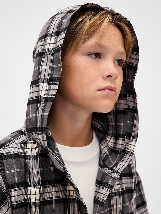 kinder-kapuzenflanellhemd aus bio-baumwolle