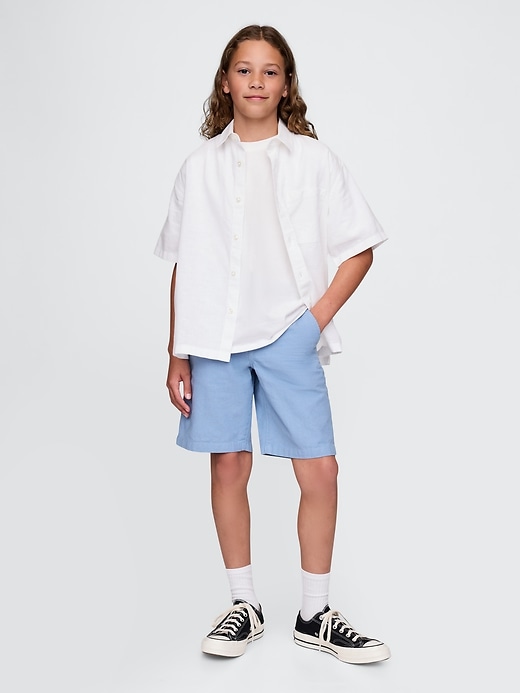 8-zoll-leinen-baumwoll-shorts für kinder