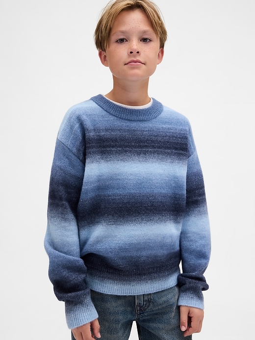 kinder-sweater mit space-dye-muster lockerer rundhalsausschnitt