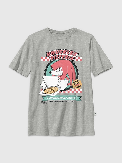 sonic the hedgehog knuckles pizza grafik-t-shirt für kinder