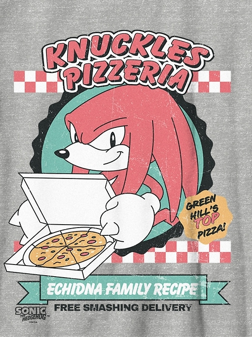 sonic the hedgehog knuckles pizza grafik-t-shirt für kinder