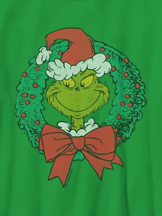 kinder-t-shirt mit grinch-kranz-motiv