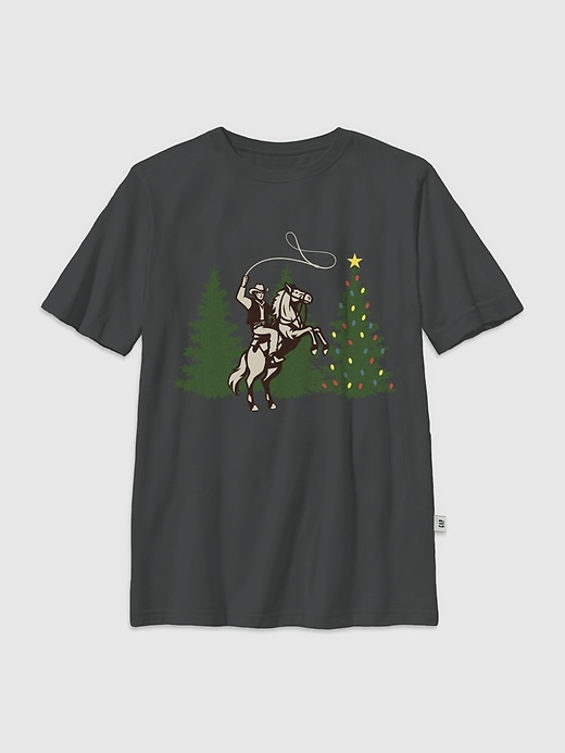 kinder-t-shirt mit cowboy-weihnachtsmotiv