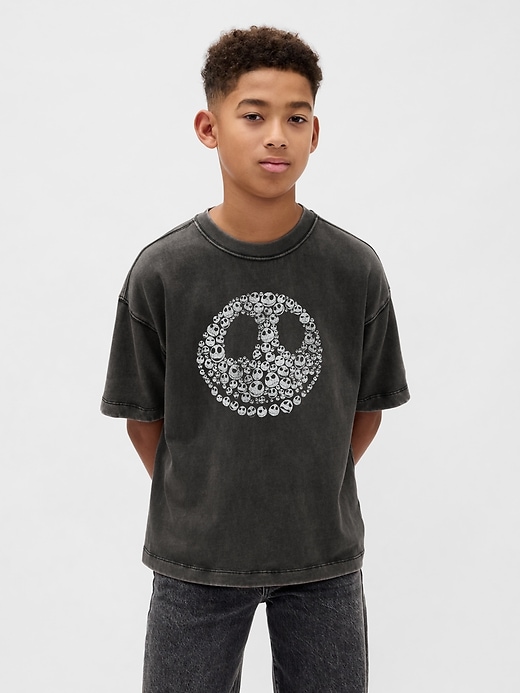 gap × disney tim burtons „nightmare before christmas kinder-totenkopf-t-shirt