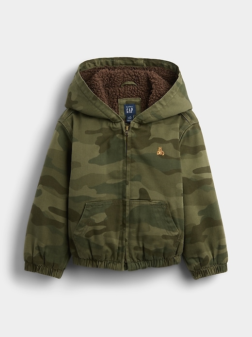 baby- und kleinkinder-sherpa-gefütterte kapuzen-jeansjacke im camouflage-look