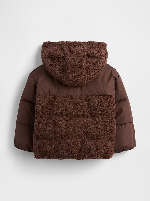 baby- und kleinkind-steppjacke aus recyceltem sherpa-fleece mit bärenmotiv