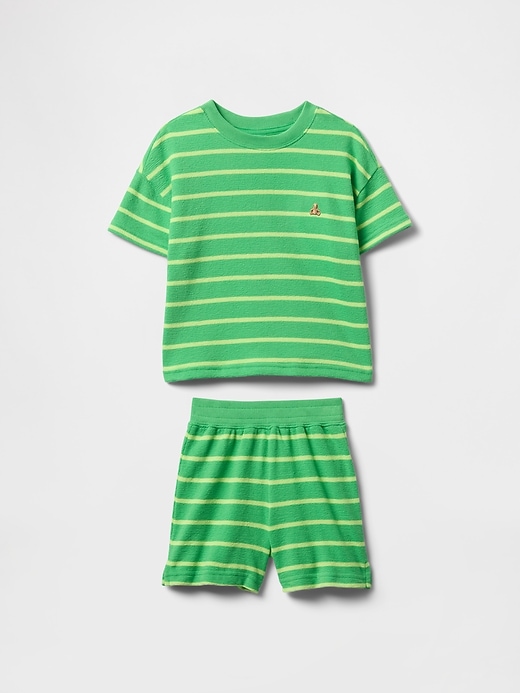 baby- und kleinkind-outfit-set aus frottee mit streifenmuster