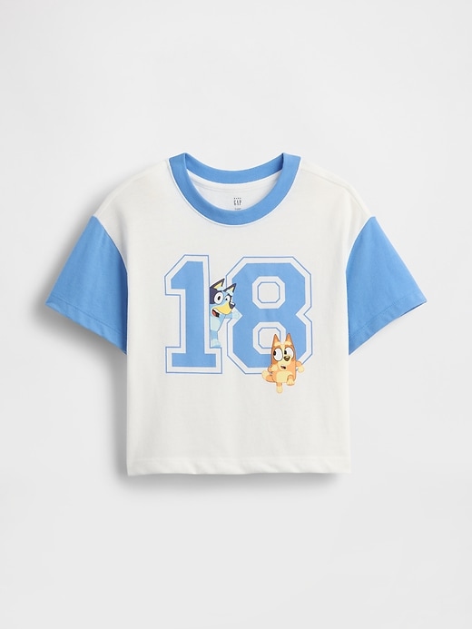 baby- und kleinkind-t-shirt mit blauem grafikprint