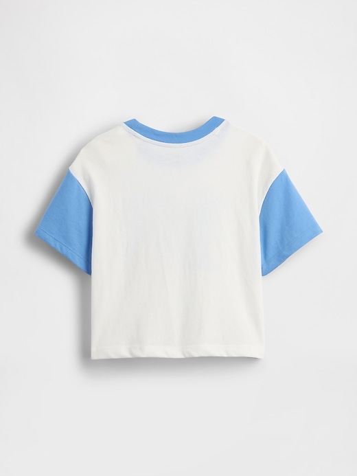 baby- und kleinkind-t-shirt mit blauem grafikprint