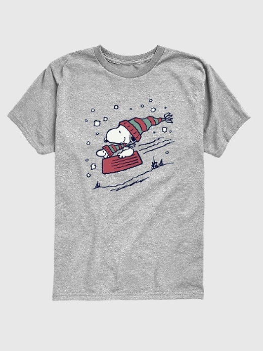 peanuts snoopy schlittenfahren kurzarm-t-shirt für kleinkinder