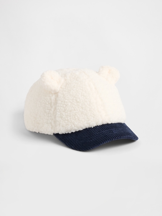 baseballkappe für kleinkinder aus sherpa- und cordstoff mit bärenmotiv