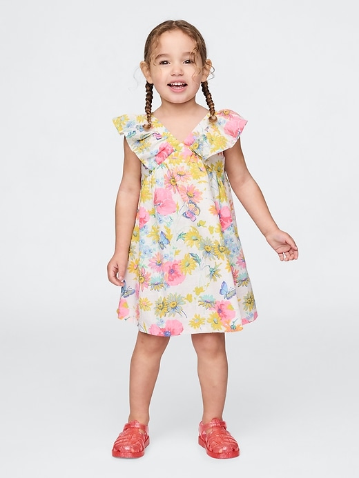 rüschenkleid aus leinen-baumwolle für babys und kleinkinder