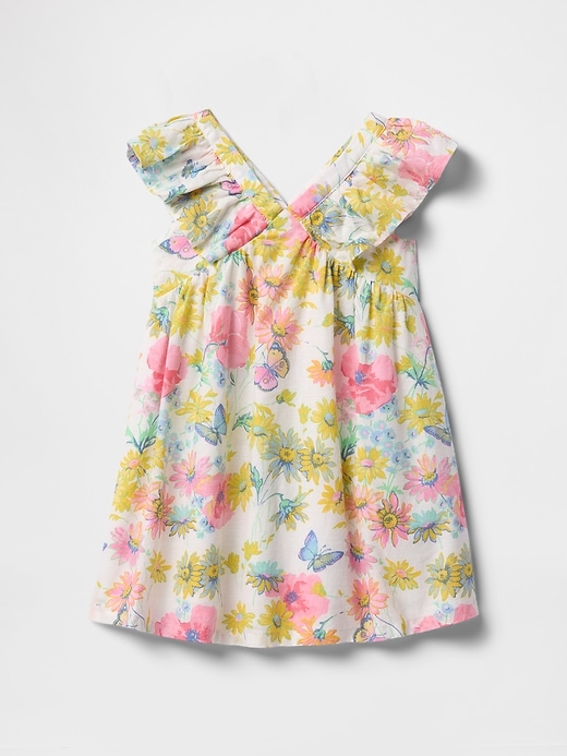 rüschenkleid aus leinen-baumwolle für babys und kleinkinder