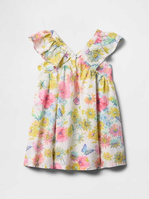 rüschenkleid aus leinen-baumwolle für babys und kleinkinder