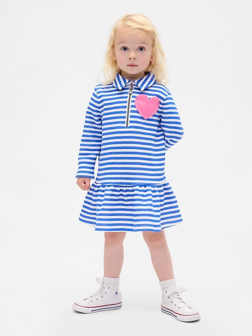 baby- und kleinkind-sweatshirtkleid mit halbem reißverschluss