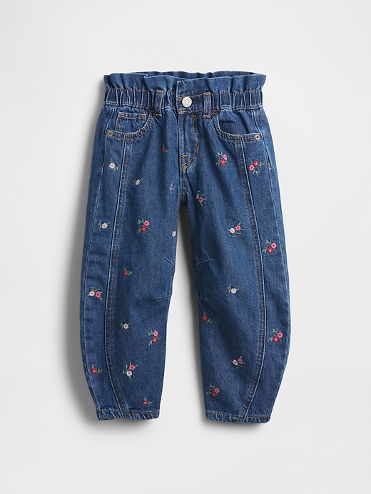baby- und kleinkind-jeans mit blumenmuster und hufeisenmuster