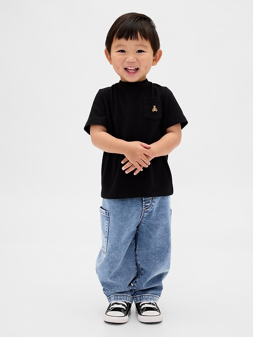 baby- und kleinkind-strickjeans im barrel-stil