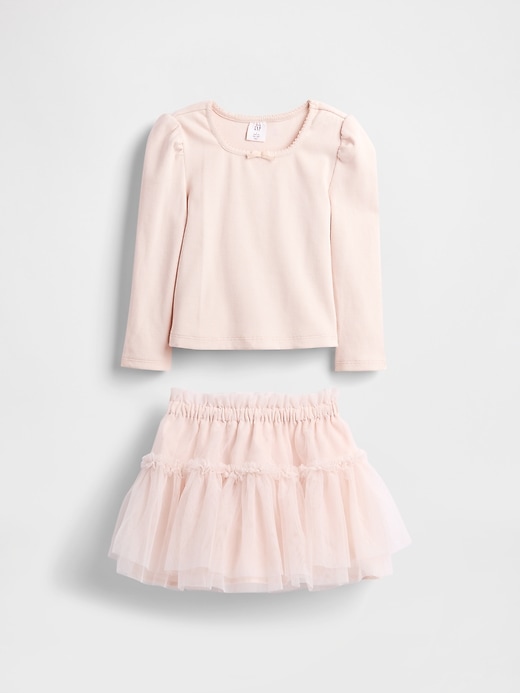 baby- und kleinkind-outfit-set aus rippenstoff und tüll