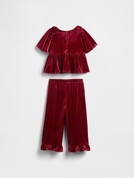 baby- und kleinkind-outfit-set aus velours mit rüschen