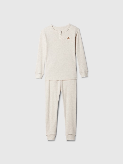 baby- und kleinkind-schlafanzug-set aus bio-baumwolle mit henley-muster