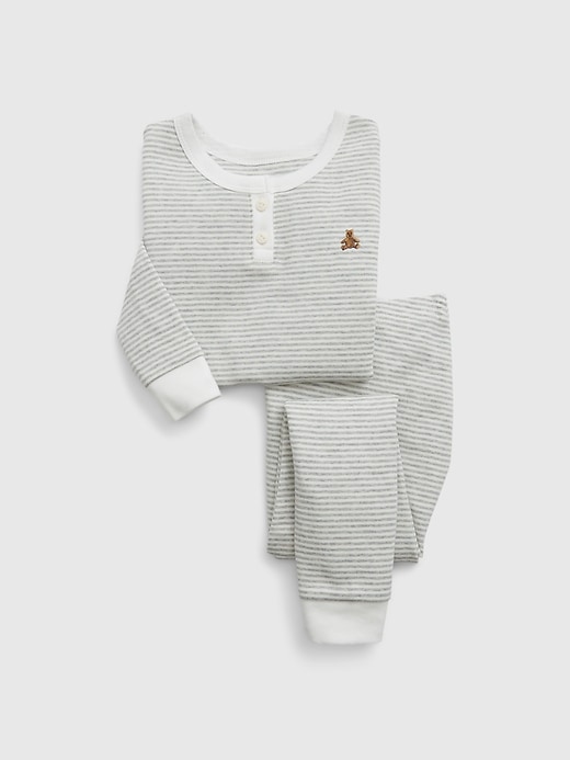 baby- und kleinkind-schlafanzug-set aus bio-baumwolle mit henley-muster
