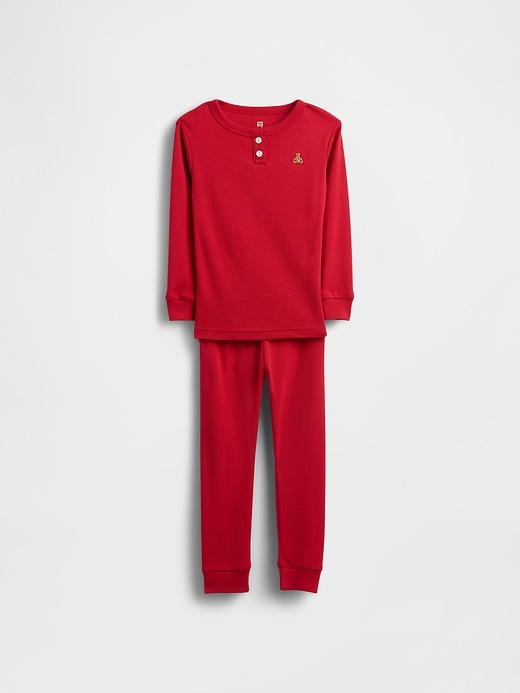 baby- und kleinkind-schlafanzug-set aus bio-baumwolle mit henley-muster
