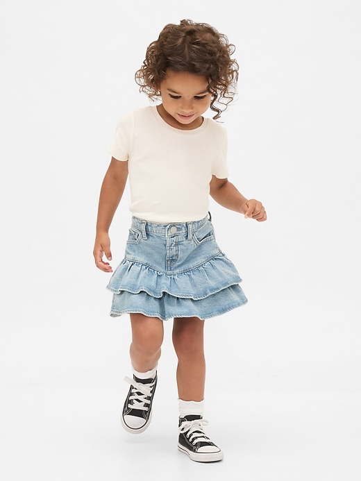 baby- und kleinkind-jeans-stufenrock mit rüschen