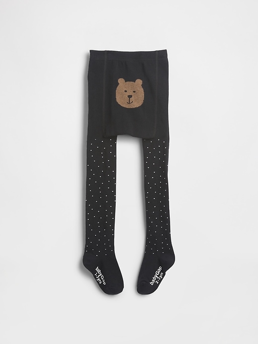 baby- und kleinkind-strumpfhose mit glitzerpunkten und bären