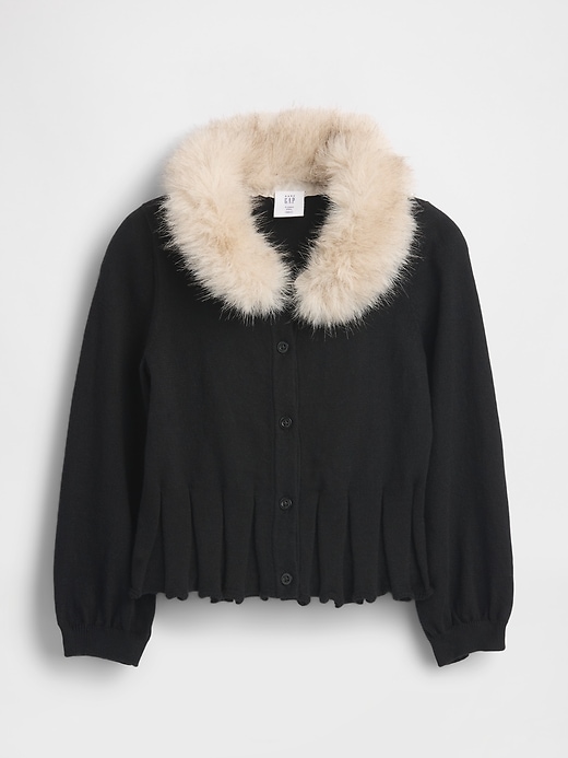 baby- und kleinkind-strickjacke mit kunstpelzkragen