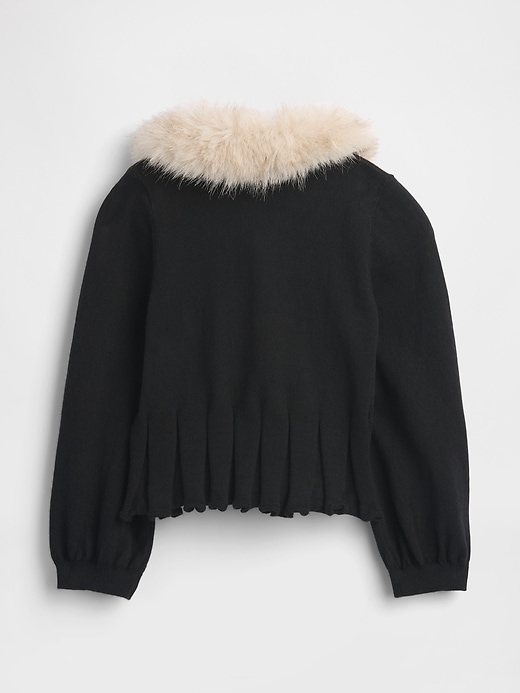 baby- und kleinkind-strickjacke mit kunstpelzkragen