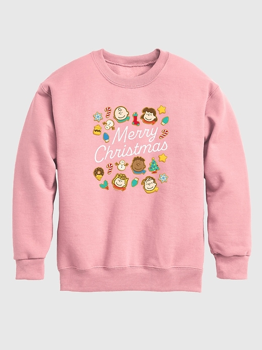 kleinkind-fleece-sweatshirt mit peanuts-weihnachtsplätzchenmotiv und rundhalsausschnitt