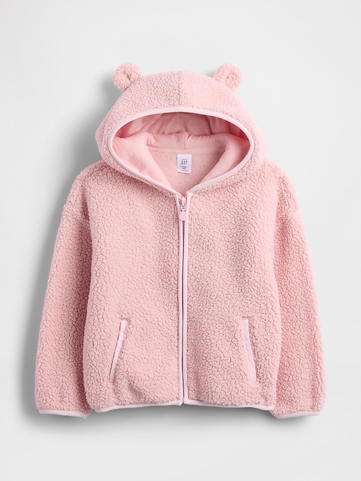 baby- und kleinkind-sherpa-bär-kapuzenjacke mit reißverschluss