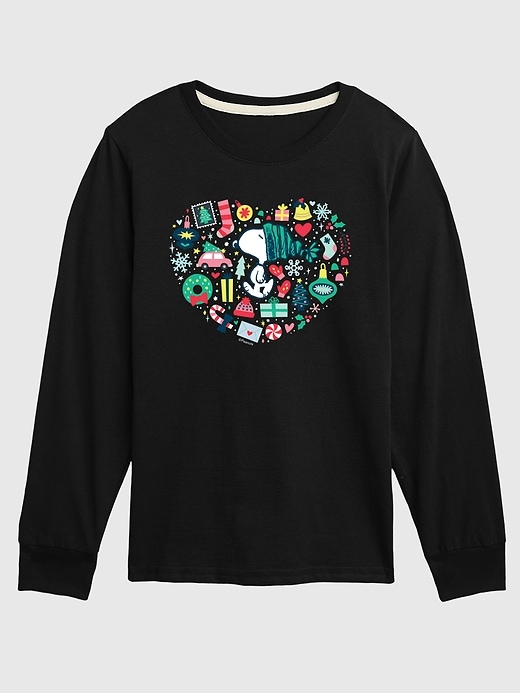 peanuts snoopy weihnachts-langarmshirt für kleinkinder mit herzmotiv