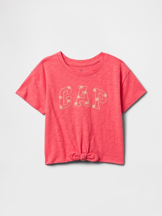 baby- und kleinkind-t-shirt mit bindeband vorne und logo