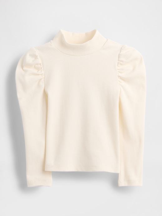 baby- und kleinkind-rippstrickpullover mit puffärmeln und stehkragen