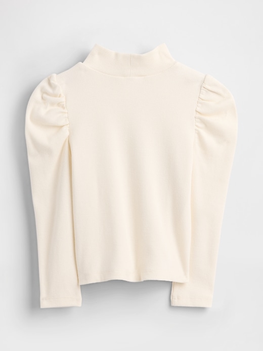 baby- und kleinkind-rippstrickpullover mit puffärmeln und stehkragen