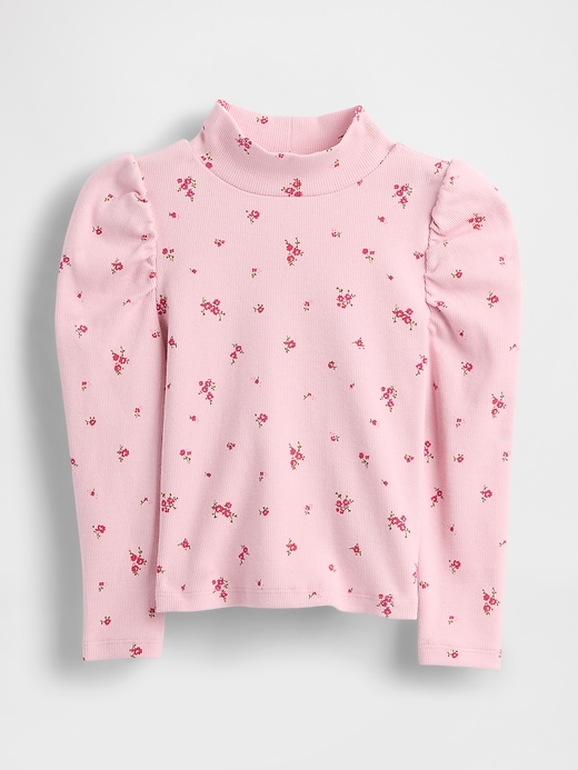 baby- und kleinkind-rippstrickpullover mit puffärmeln und stehkragen