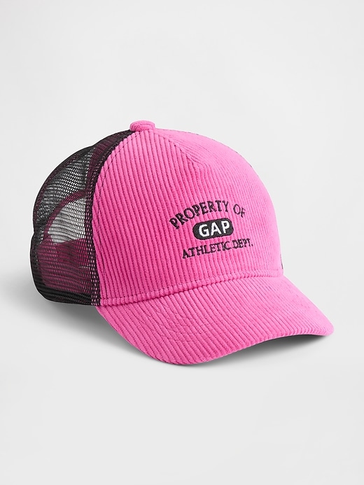 trucker-mütze aus cord mit logo für kinder