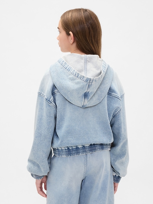 kinder-strickjacke aus denim mit reißverschluss