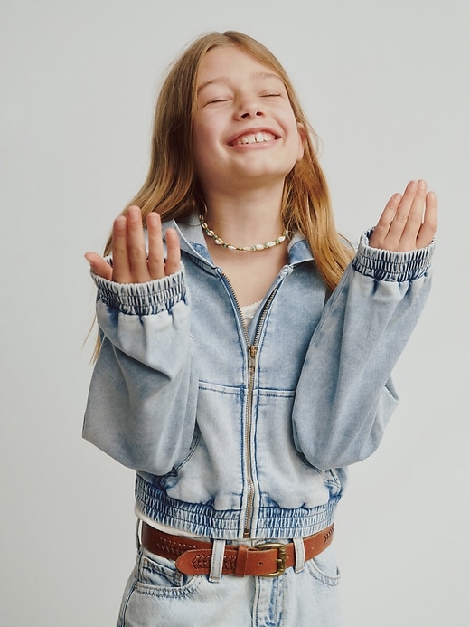 kinder-strickjacke aus denim mit reißverschluss