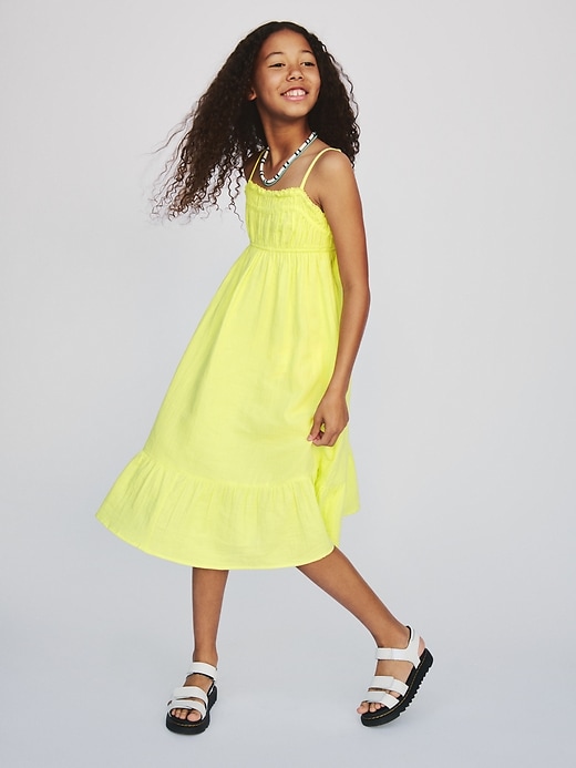 kinder-midikleid aus crinkle-gaze