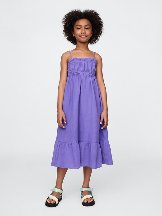 kinder-midikleid aus crinkle-gaze