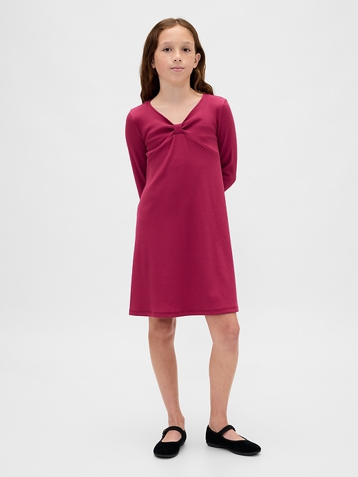 kinder-rippstrickkleid mit schleife