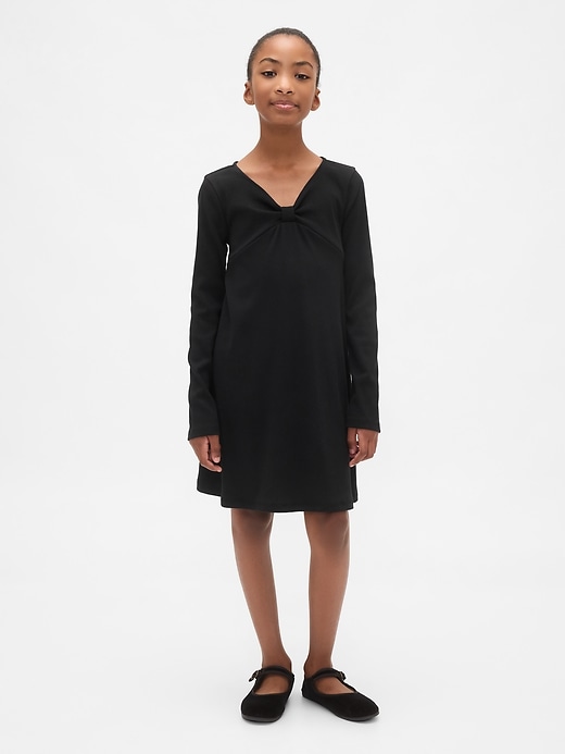 kinder-rippstrickkleid mit schleife