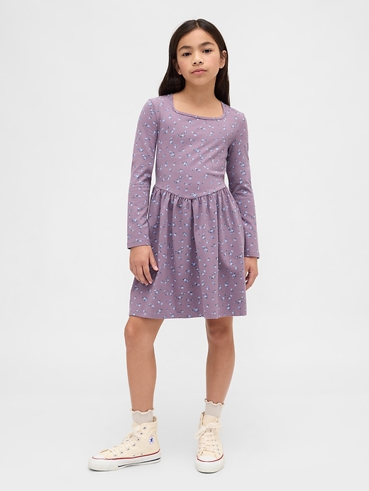 jerseykleid für kinder mit eckigem ausschnitt