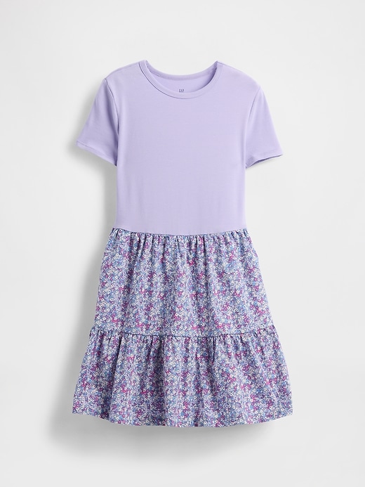 kinderkleid aus verschiedenen materialien mit volant