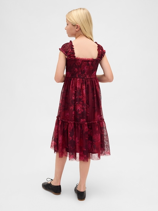 tüll-midikleid für kinder mit kurzen Ärmeln