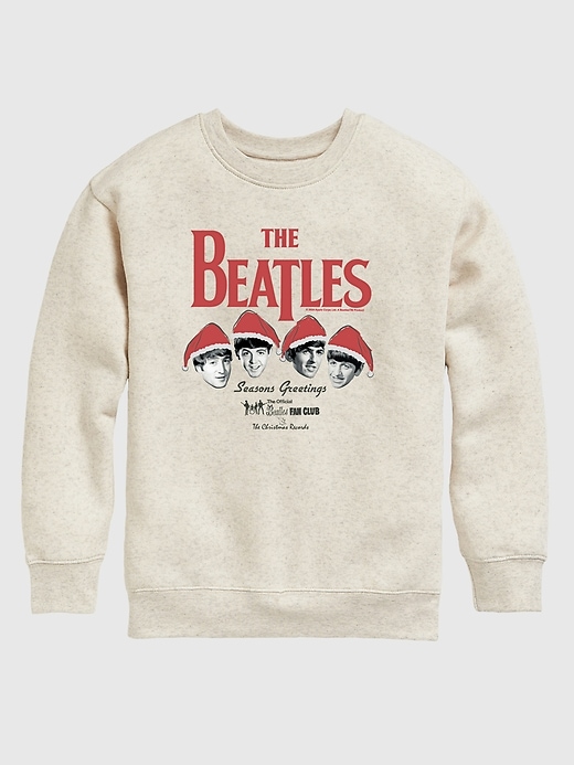 kinder-fleece-sweatshirt mit beatles-weihnachtsmotiv und rundhalsausschnitt