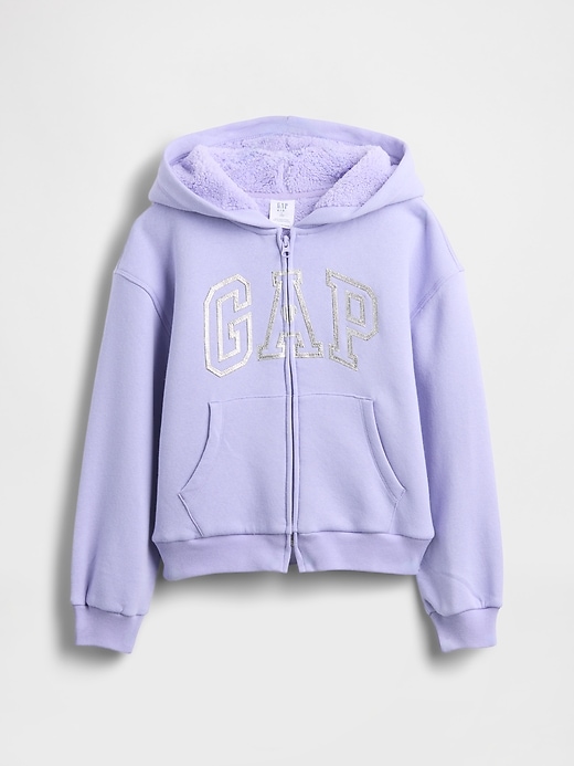 kinder-hoodie mit sherpa-futter und grafiklogo